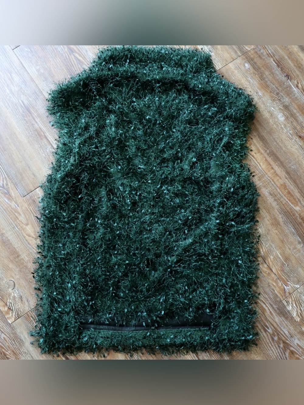 Zara Artsy Dark Green Shaggy Grass Look Eyelash Top Maximalist Textured Women XS